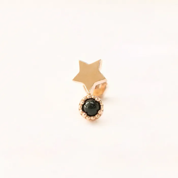 14K Gold Bling Black Onyx Star Cartilage Earring 18g MinimalBijoux Earrings