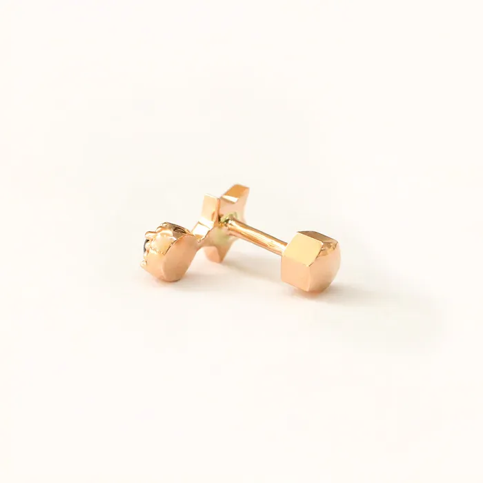 14K Gold Bling Black Onyx Star Cartilage Earring 18g MinimalBijoux Earrings