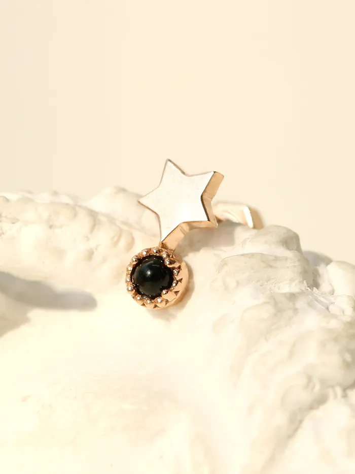 14K Gold Bling Black Onyx Star Cartilage Earring 18g MinimalBijoux Earrings