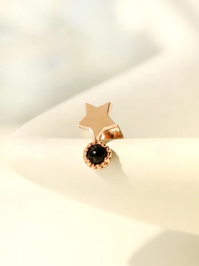 14K Gold Bling Black Onyx Star Cartilage Earring 18g MinimalBijoux Earrings