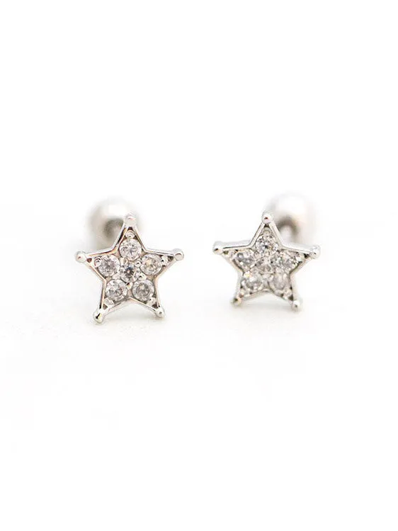 14K Gold Blue Star Cartilage Earring 18G16G MinimalBijoux Earrings