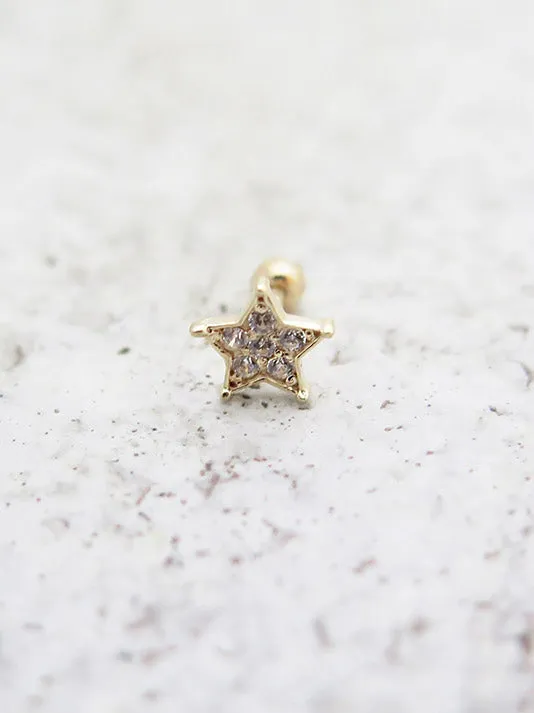 14K Gold Blue Star Cartilage Earring 18G16G MinimalBijoux Earrings