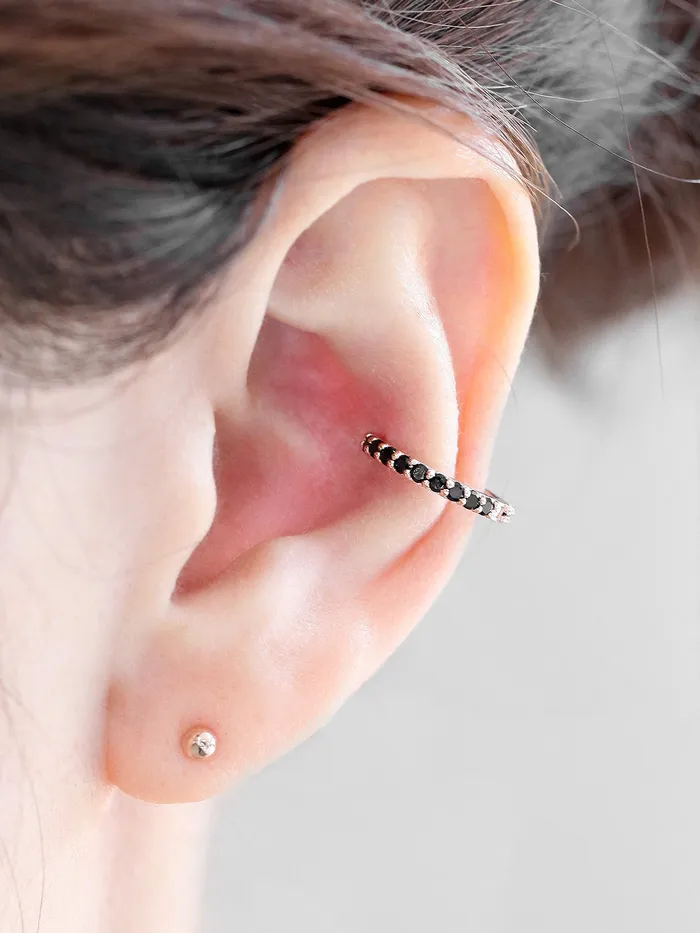 14K Gold Both Sides Cubic Hoop Earring MinimalBijoux Earrings
