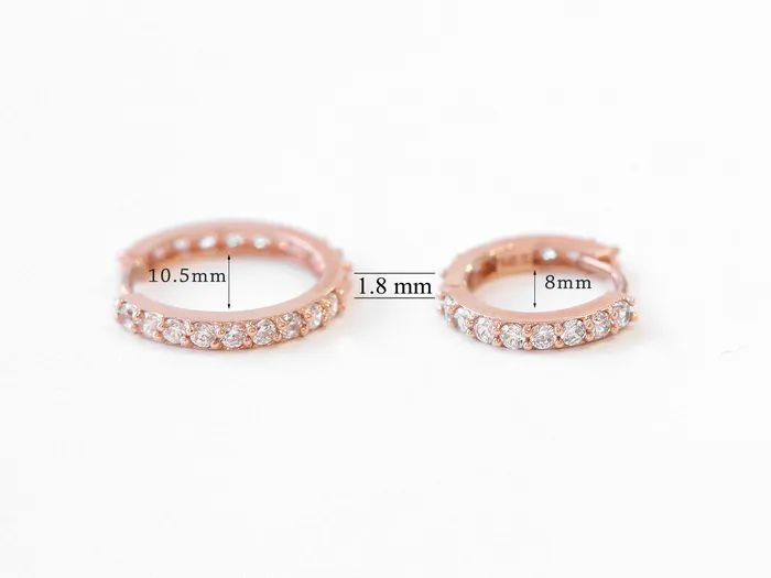 14K Gold Both Sides Cubic Hoop Earring MinimalBijoux Earrings