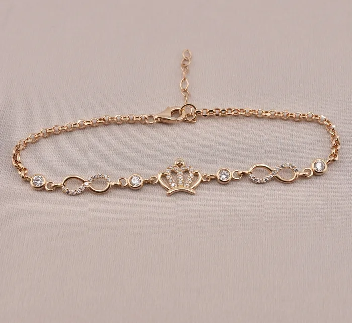 14K Gold Crown Womens Bracelet AB990 AB and J Bracelets