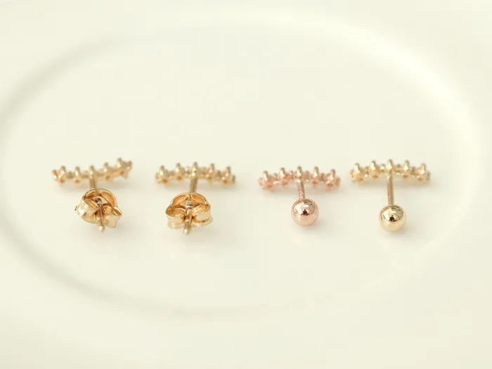 14K gold Curve Cubic Bar cartilage Earring 20g MinimalBijoux Earrings