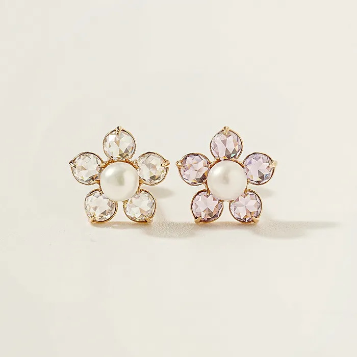 14K Gold Fresh Water Pearl Wind Flower Cartilage Earring 18G16G MinimalBijoux Earrings