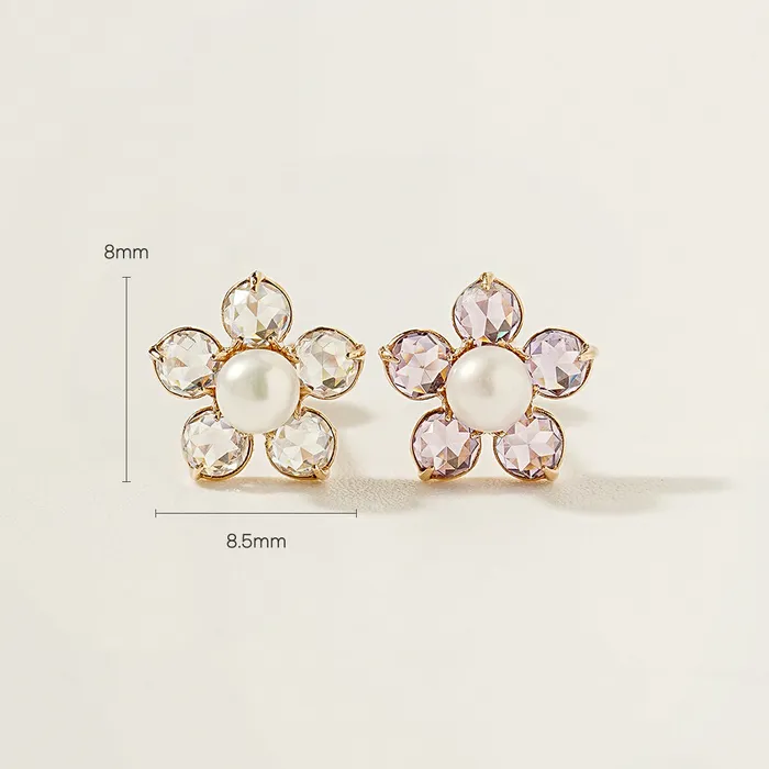 14K Gold Fresh Water Pearl Wind Flower Cartilage Earring 18G16G MinimalBijoux Earrings