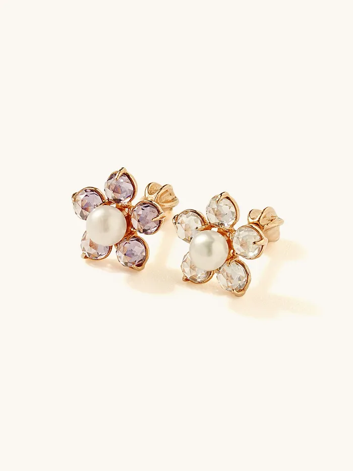 14K Gold Fresh Water Pearl Wind Flower Cartilage Earring 18G16G MinimalBijoux Earrings
