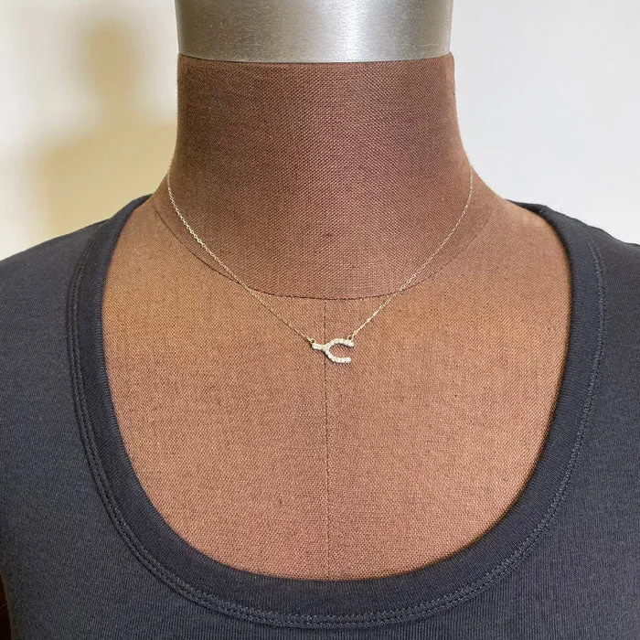14K White Gold Diamond Wishbone Necklace 21 Carats Moriartys Gem Art Necklaces