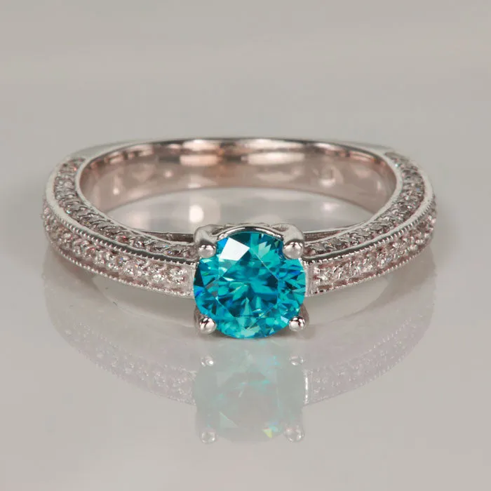 18K White Gold Blue Zircon Ring with Diamonds 111cts Moriartys Gem Art Rings 18K White Gold Blue Zircon Ring with Diamonds 111cts Moriartys Gem Art Rings