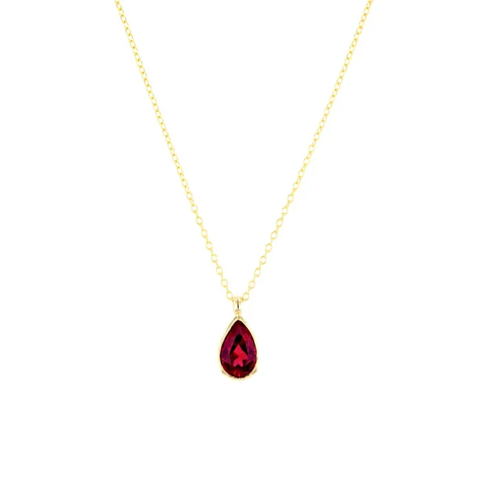 1ct Lab Ruby Pear Bezel Necklace Princess Bride Diamonds Necklaces