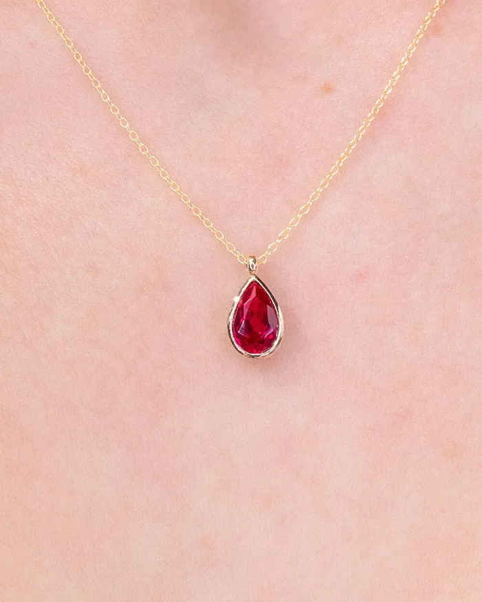 1ct Lab Ruby Pear Bezel Necklace Princess Bride Diamonds Necklaces 1ct Lab Ruby Pear Bezel Necklace Princess Bride Diamonds Necklaces