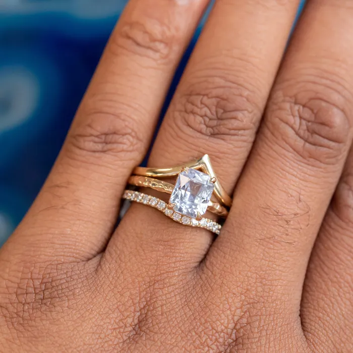 305ct Radiant Cut Sapphire Evergreen Solitaire in 14k Yellow Gold Tucson Show Earrings