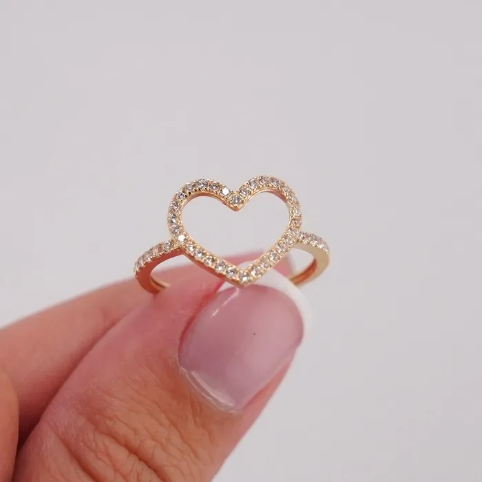 AB and J 14k Gold Womens Heart Ring Rings