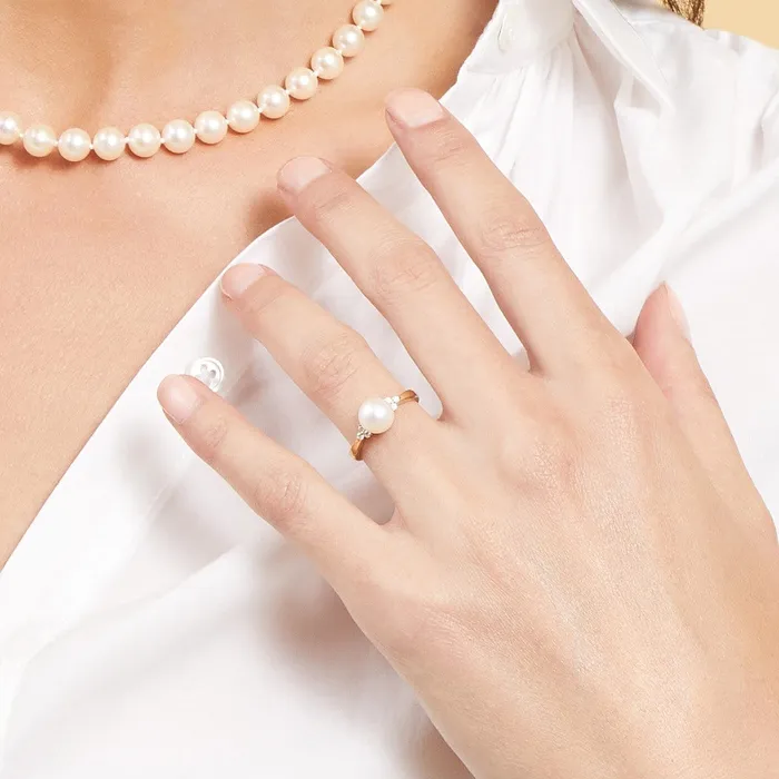 Akoya Pearl Diamond Grace Ring SPT Rings