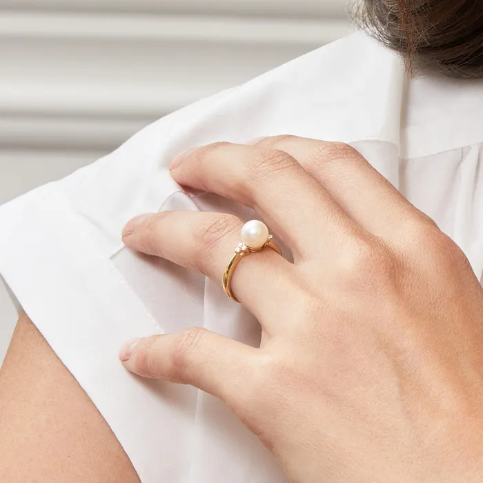 Akoya Pearl Diamond Grace Ring SPT Rings