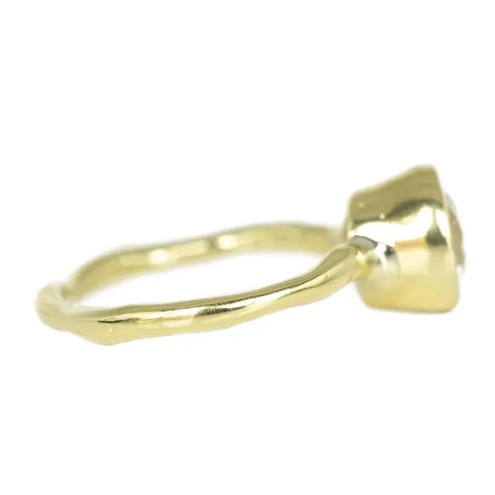 Anueva Jewelry 147ct Old European Cut Antique Diamond Bezel Set Ring with Organic Alluvial Band In 18k Yellow Gold Rings