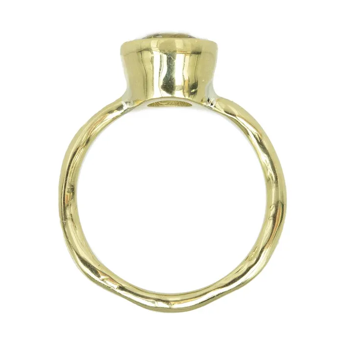 Anueva Jewelry 147ct Old European Cut Antique Diamond Bezel Set Ring with Organic Alluvial Band In 18k Yellow Gold Rings