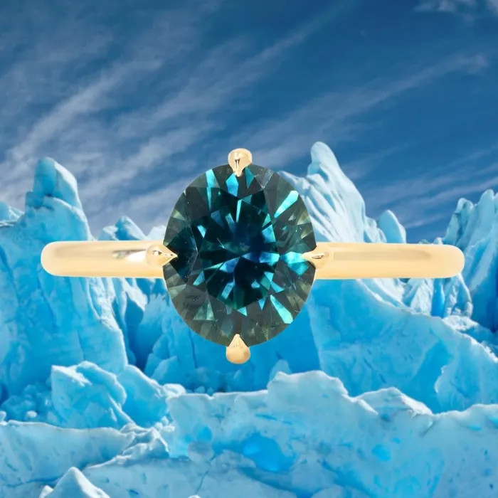 Anueva Jewelry 225ct Precision Cut Teal Montana Sapphire Four Prong Compass Set Solitaire in 18k Yellow Gold PreStyled Sets Anueva Jewelry 225ct Precision Cut Teal Montana Sapphire Four Prong Compass Set Solitaire in 18k Yellow Gold PreStyled Sets