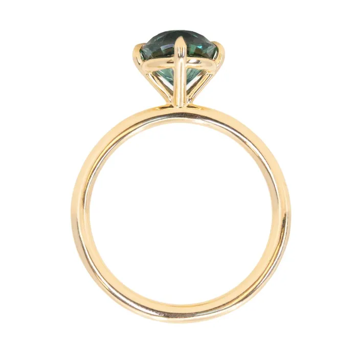 Anueva Jewelry 225ct Precision Cut Teal Montana Sapphire Four Prong Compass Set Solitaire in 18k Yellow Gold PreStyled Sets
