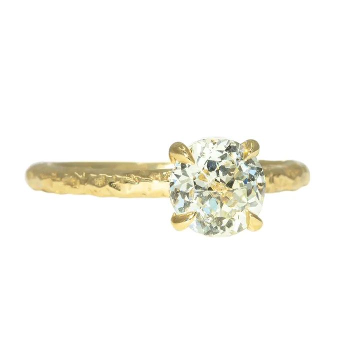 Anueva Jewelry PreStyled Sets 132ct GIA Crown Jubilee Diamond Evergreen Solitiare in 18k Yellow Gold
