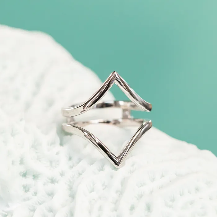 Anueva Jewelry Rings Hills and Valleys Pointed Ring Jacket in Solid Recycled 14k Gold