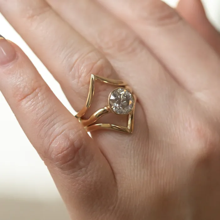 Anueva Jewelry Rings Hills and Valleys Pointed Ring Jacket in Solid Recycled 14k Gold