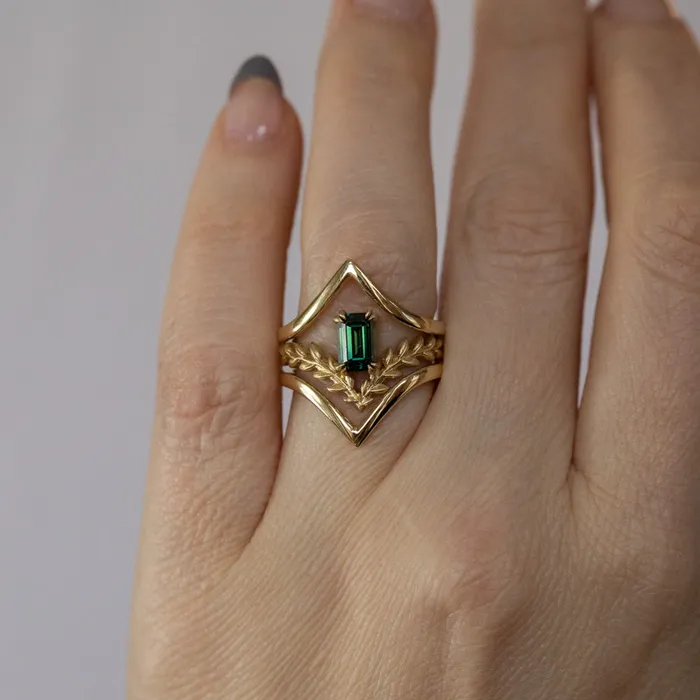 Anueva Jewelry Rings Hills and Valleys Pointed Ring Jacket in Solid Recycled 14k Gold
