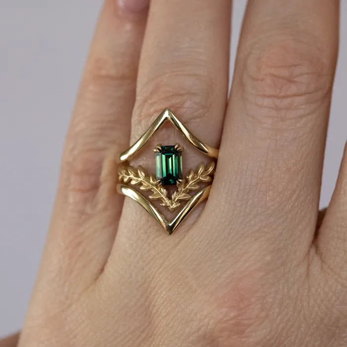 Anueva Jewelry Rings Hills and Valleys Pointed Ring Jacket in Solid Recycled 14k Gold