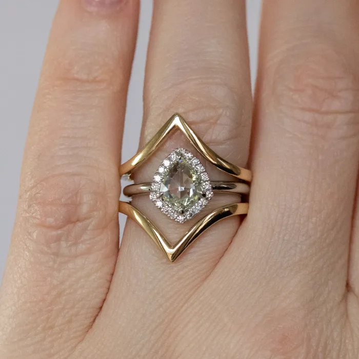 Anueva Jewelry Rings Hills and Valleys Pointed Ring Jacket in Solid Recycled 14k Gold