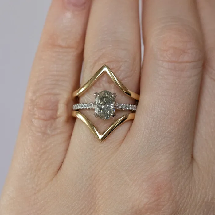 Anueva Jewelry Rings Hills and Valleys Pointed Ring Jacket in Solid Recycled 14k Gold