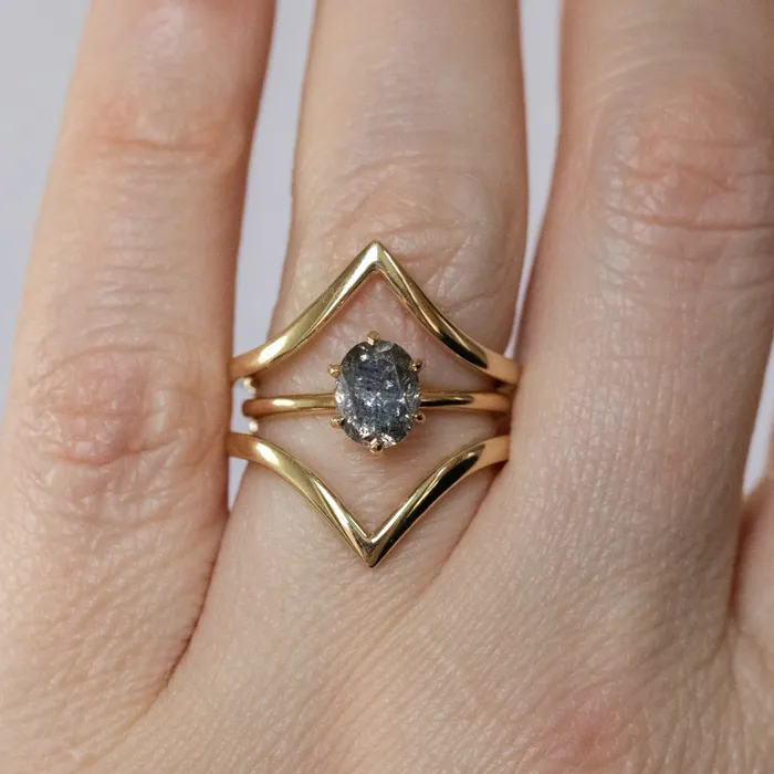 Anueva Jewelry Rings Hills and Valleys Pointed Ring Jacket in Solid Recycled 14k Gold