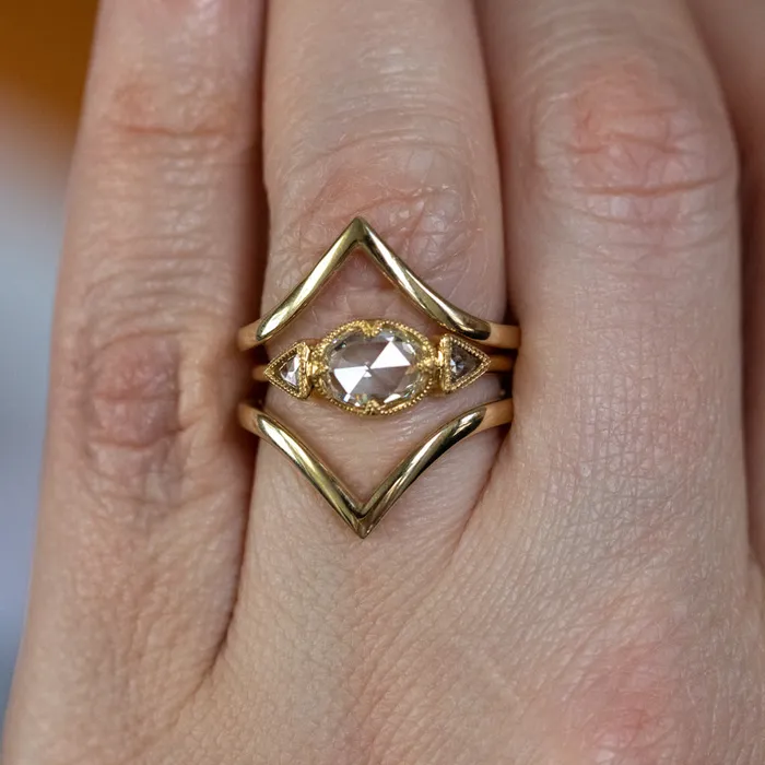 Anueva Jewelry Rings Hills and Valleys Pointed Ring Jacket in Solid Recycled 14k Gold