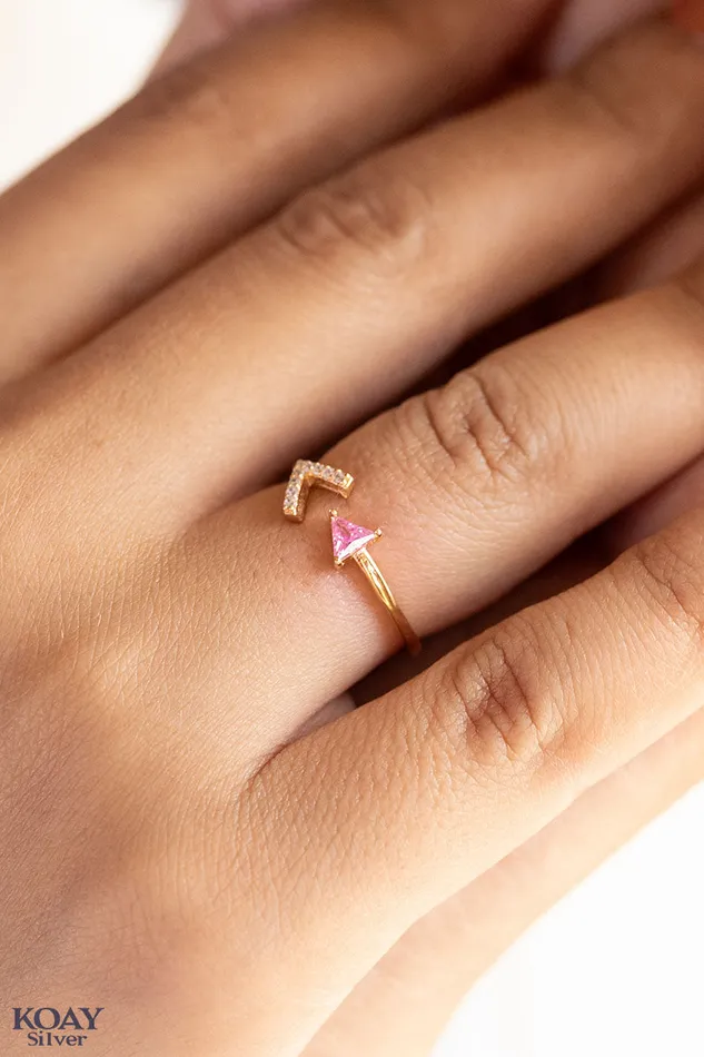 Arrow Zircon Rose Ring KOAY Silver Store Rings