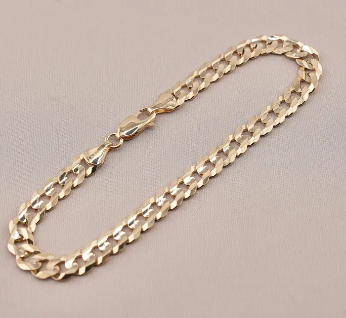 Bracelets 14K Gold Solid Curb Bracelet 69mm CH314 85 Inch AB and J