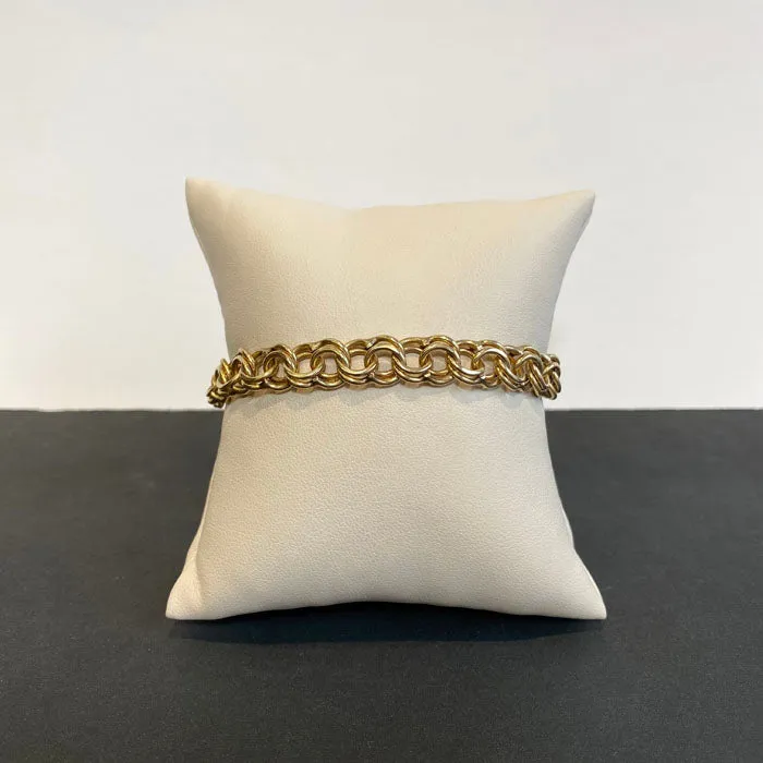 Bracelets 14K Yellow Gold Twin Cable Link Bracelet with Heart Clasp Moriartys Gem Art Bracelets 14K Yellow Gold Twin Cable Link Bracelet with Heart Clasp Moriartys Gem Art