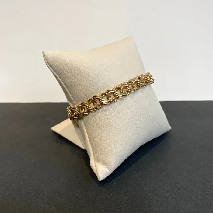 Bracelets 14K Yellow Gold Twin Cable Link Bracelet with Heart Clasp Moriartys Gem Art