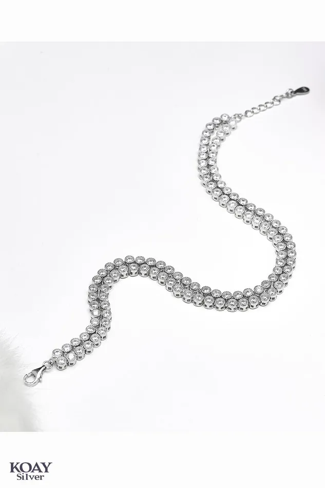 Bracelets KOAY Silver Store Zircons Double Layers Bracelet