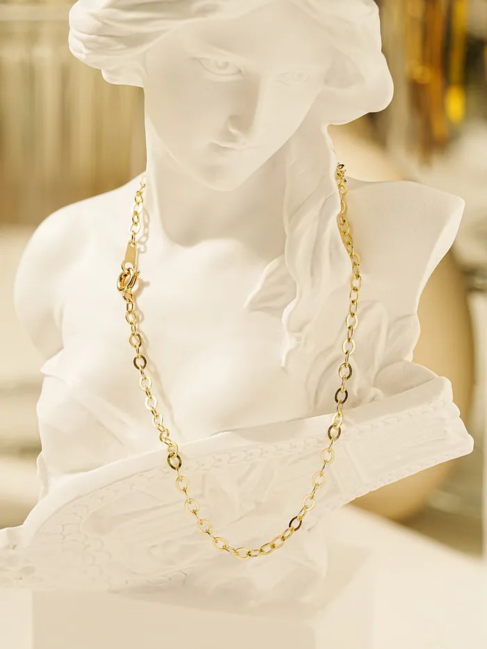 Bracelets MinimalBijoux 14K Gold Simple Flat Cable Chain Bracelet Anklet