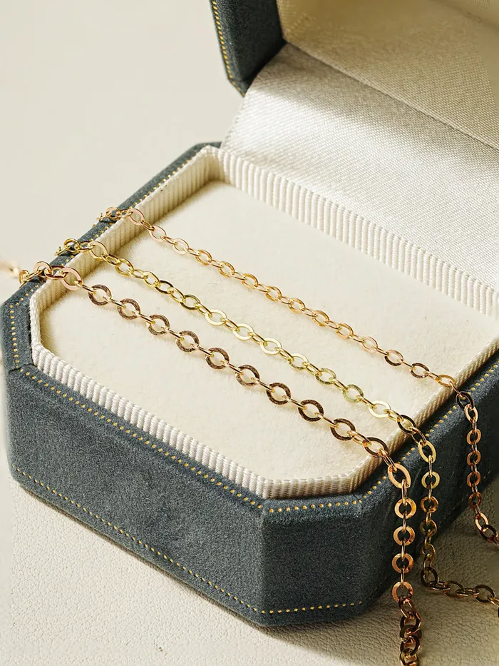 Bracelets MinimalBijoux 14K Gold Simple Flat Cable Chain Bracelet Anklet