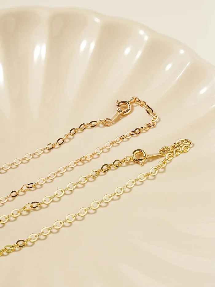Bracelets MinimalBijoux 14K Gold Simple Flat Cable Chain Bracelet Anklet