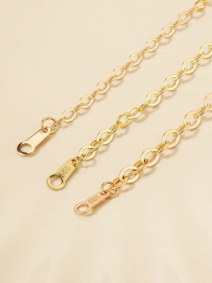Bracelets MinimalBijoux 14K Gold Simple Flat Cable Chain Bracelet Anklet