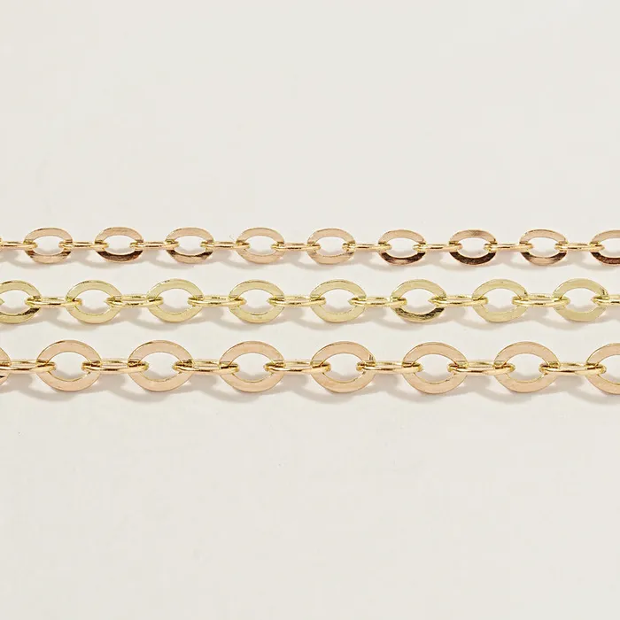 Bracelets MinimalBijoux 14K Gold Simple Flat Cable Chain Bracelet Anklet