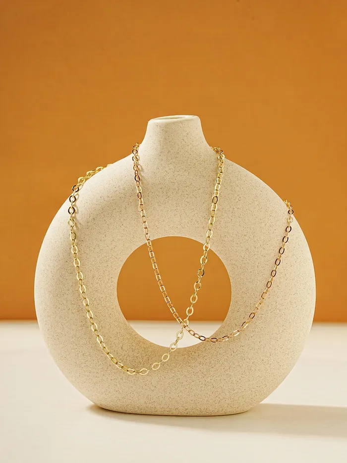Bracelets MinimalBijoux 14K Gold Simple Flat Cable Chain Bracelet Anklet