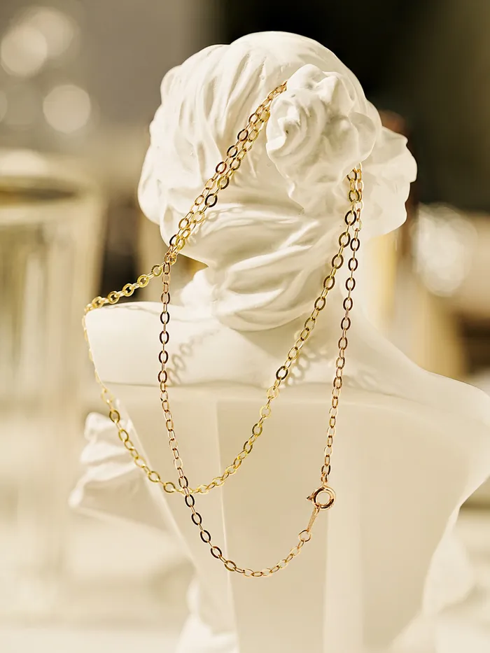 Bracelets MinimalBijoux 14K Gold Simple Flat Cable Chain Bracelet Anklet