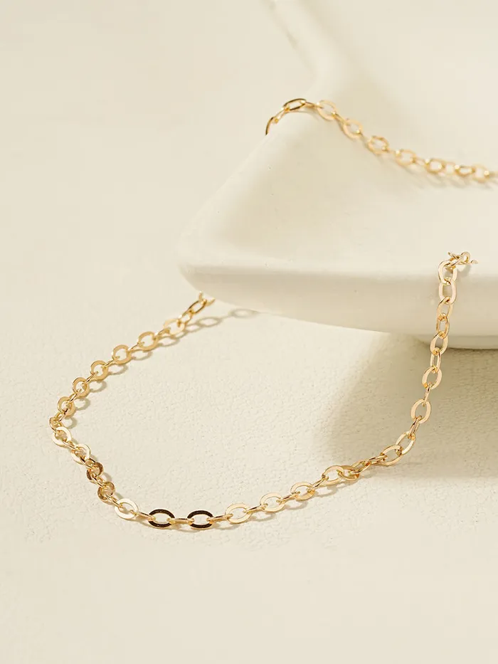 Bracelets MinimalBijoux 14K Gold Simple Flat Cable Chain Bracelet Anklet