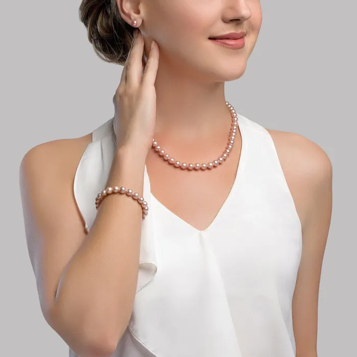 Bracelets SPT 7075mm Pink Freshwater Pearl Necklace Bracelet Earrings