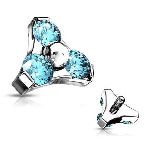 Bracelets Tulsa Body Jewelry 16g CZ Trinity Stainless End