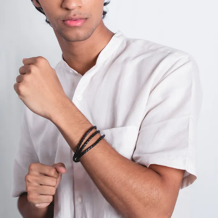 Bracelets Upakarna Black String Men Bracelet